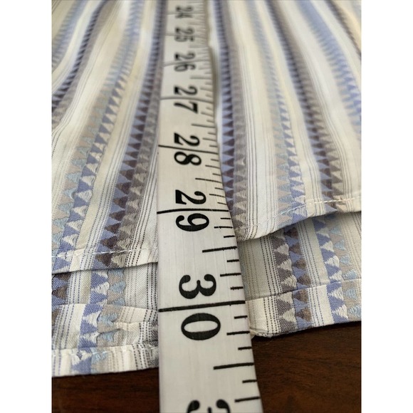 Bugatchi Uomo Shirt Blue‎ Grey Embroidered Thread Flip Cuff Zig Zag Sz L - Picture 7 of 9